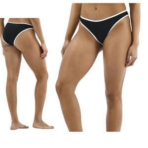 No Boundaries High-Leg Cheeky Bikini Bottom Black White XL 16/18 NWT Chic Sporty